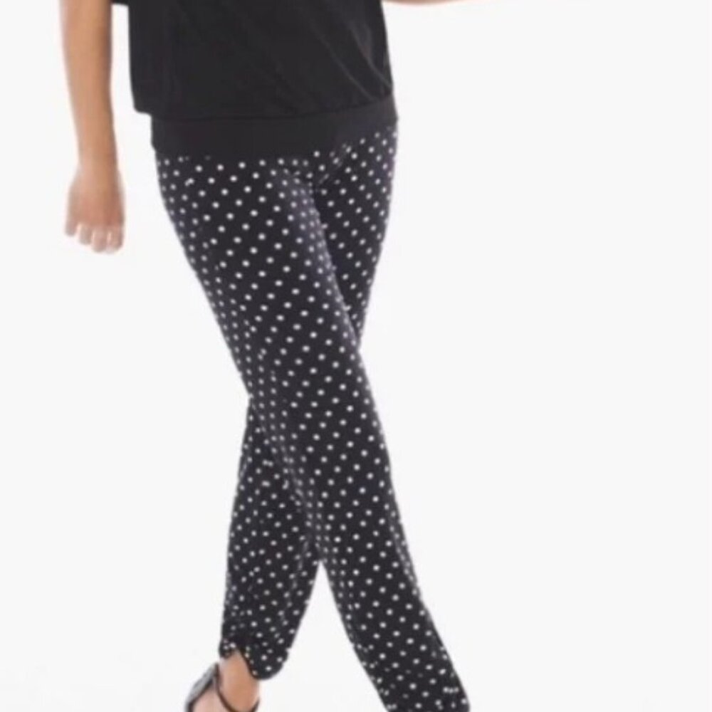 So Cute!! Chico's Black with White Polka Dots Crop Slimming Slacks. Size 3